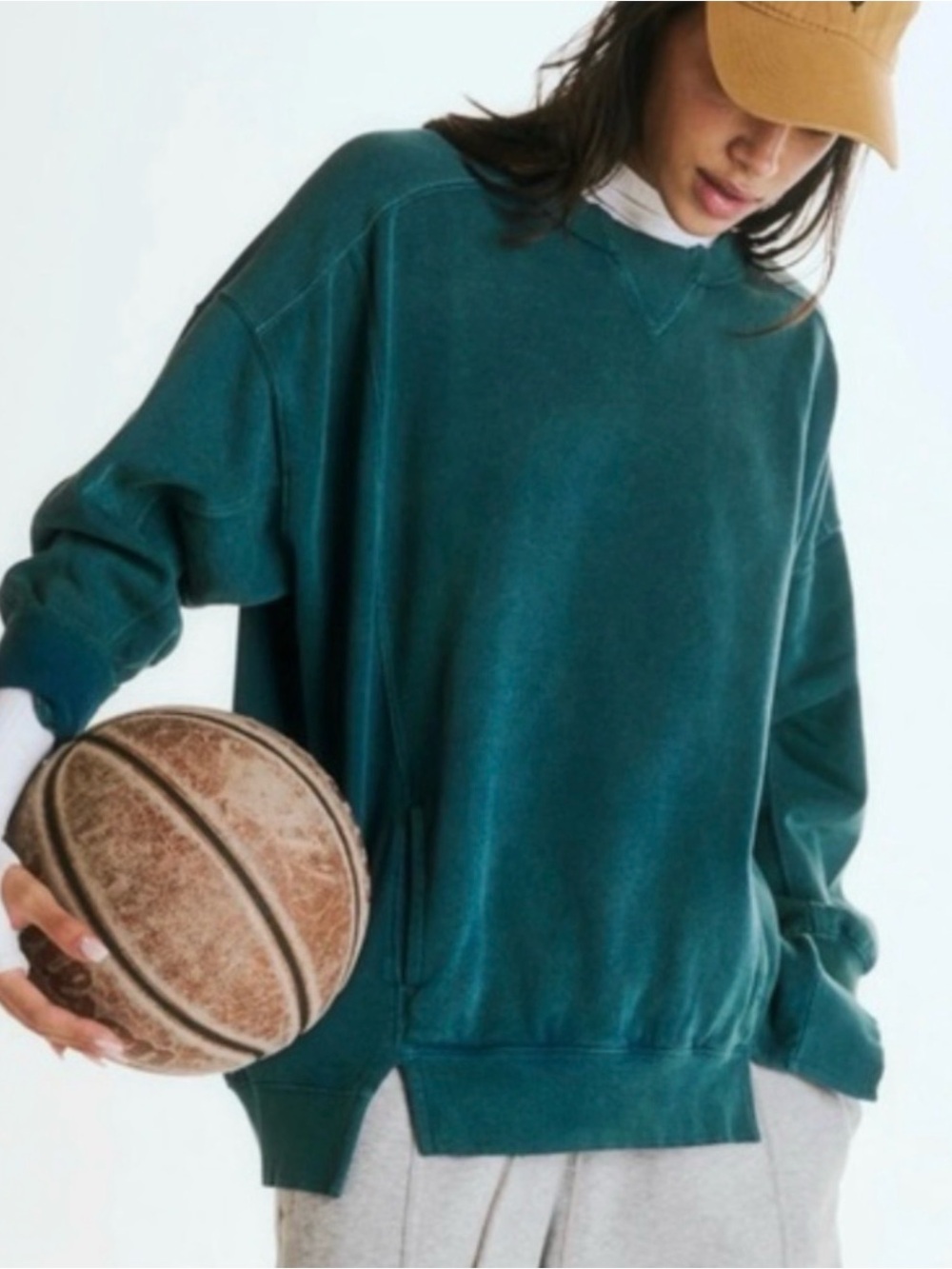 Free People Movement intercept Teal Crewneck Sweatshirt
